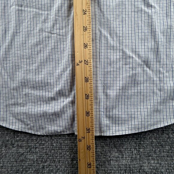 Brooks Brothers Short Sleeve Button-Down Non-Iron 16.5 Check Slim Cotton Blue - Picture 4 of 10